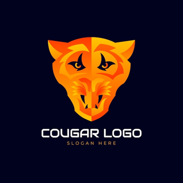 Modèle de logo cougar de couleur dégradé