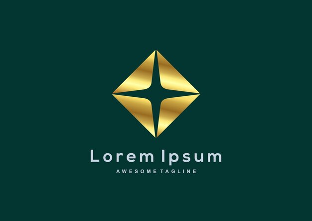 Modèle de logo de couleur or étoile de luxe