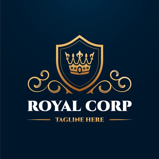 Modèle de logo de la couronne dorée en gradient