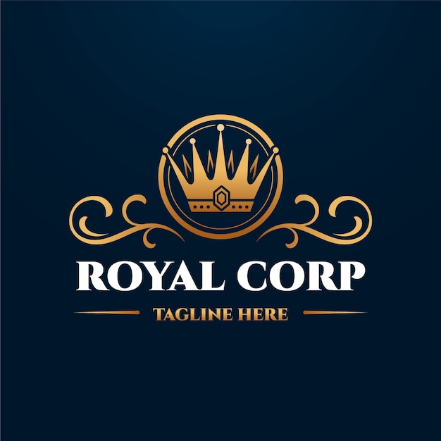Modèle de logo de la couronne dorée en gradient