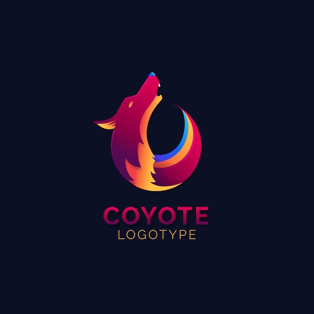 Vecteur gratuit modèle de logo coyote créatif dégradé