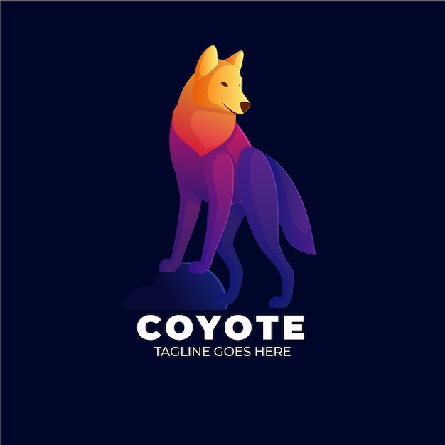 Modèle de logo coyote créatif dégradé