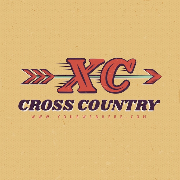 Modèle De Logo De Cross-country Dessiné à La Main