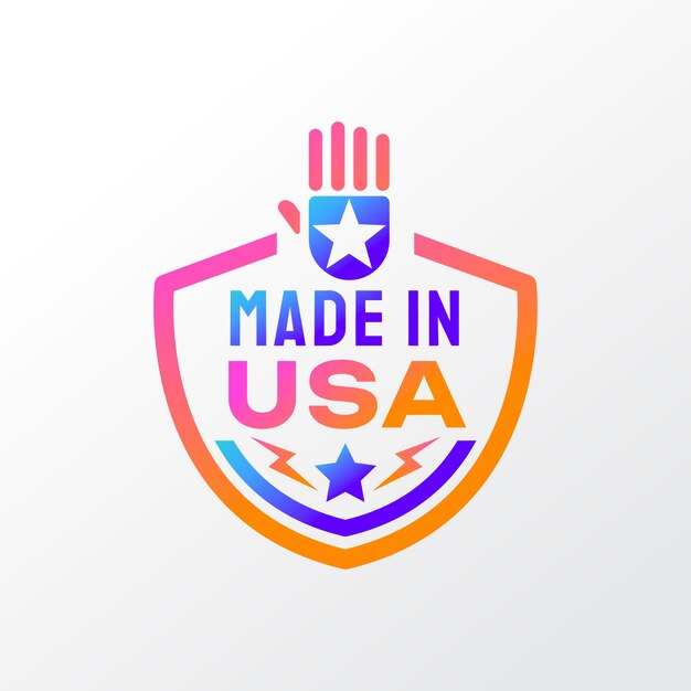 Vecteur gratuit modèle de logo dégradé fabriqué aux états-unis