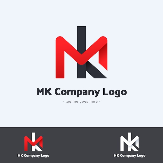 Vecteur gratuit modèle de logo dégradé mk ou km