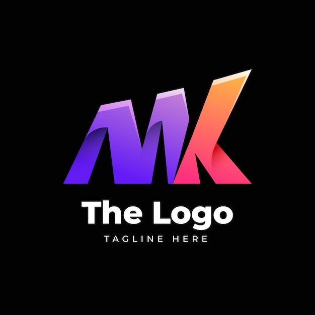 Vecteur gratuit modèle de logo dégradé mk ou km