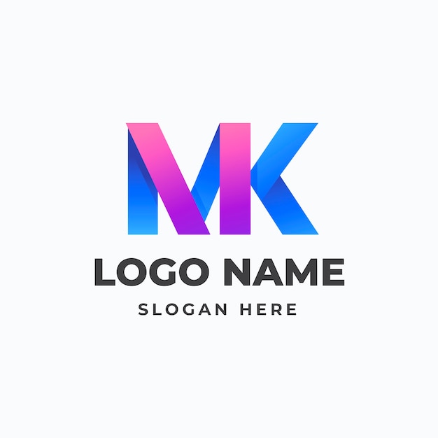Modèle de logo dégradé mk ou km
