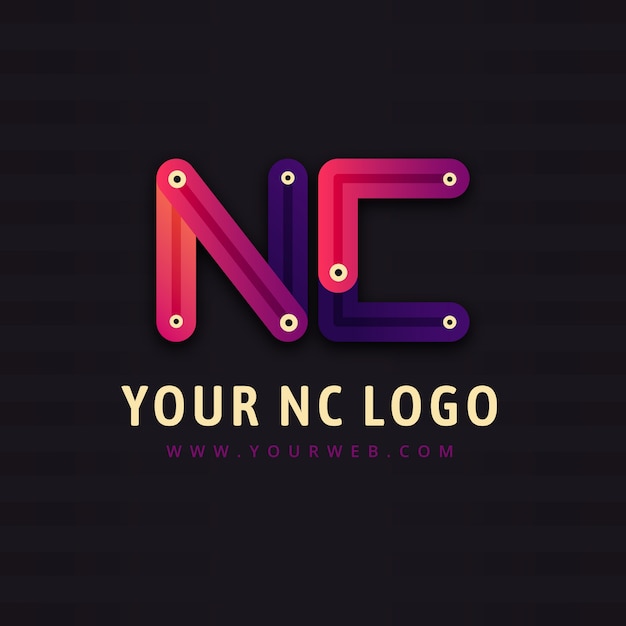 Modèle de logo dégradé nc ou cn