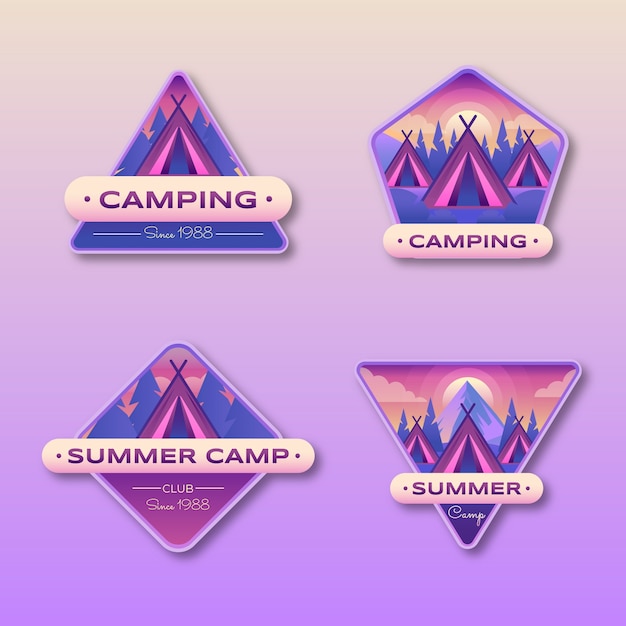 Vecteur gratuit modèle de logo dégradé pour camp d'été