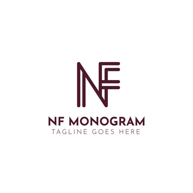 Modèle de logo design plat fn ou nf