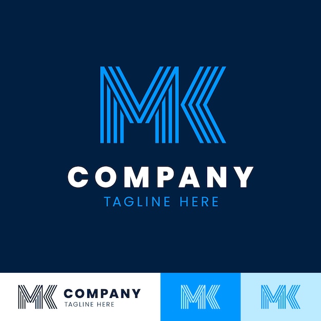 Modèle de logo design plat mk ou km