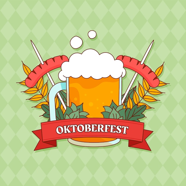 Vecteur gratuit modèle de logo dessiné à la main pour le festival oktoberfest