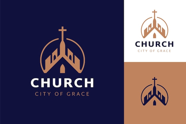 Vecteur gratuit modèle de logo d'église design plat