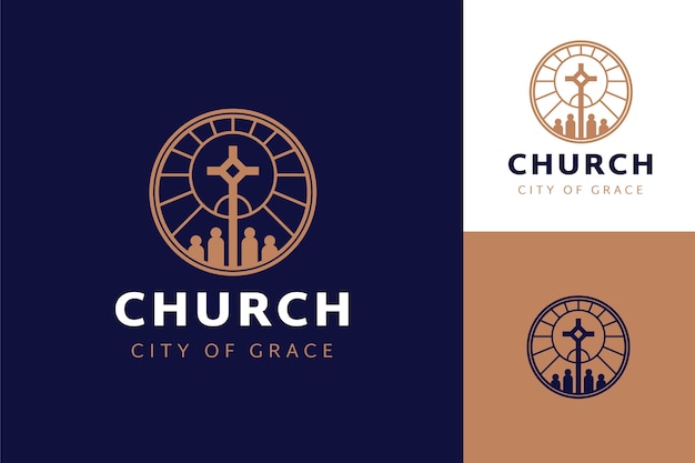 Vecteur gratuit modèle de logo d'église design plat