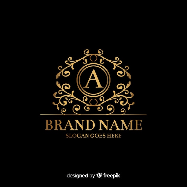 Modèle De Logo élégant Doré Avec Ornements