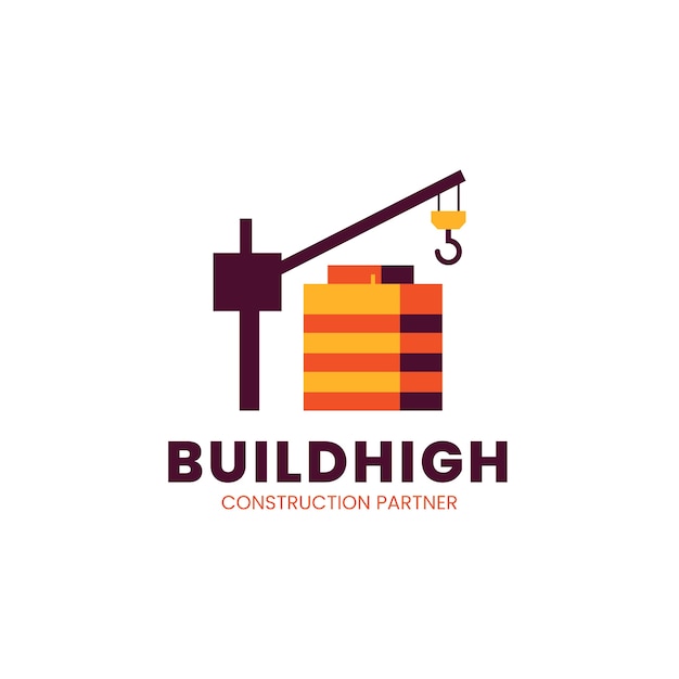 Modèle de logo d'entreprise de construction design plat