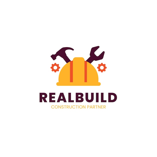 Modèle de logo d'entreprise de construction design plat
