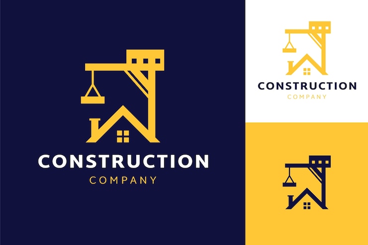 Vecteur gratuit modèle de logo d'entreprise de construction dessiné à la main