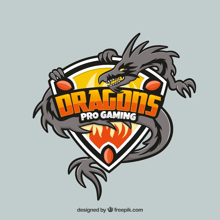 Vecteur gratuit modèle de logo de l'équipe e-sports avec dragon