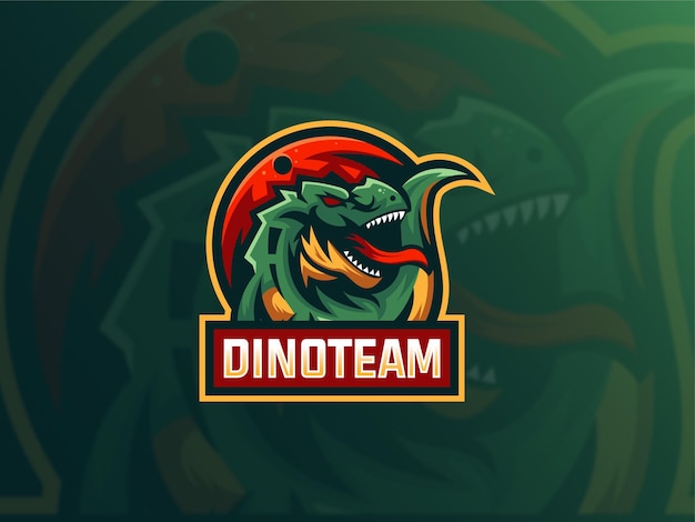 Modèle de logo esport professionnel de dinosaure