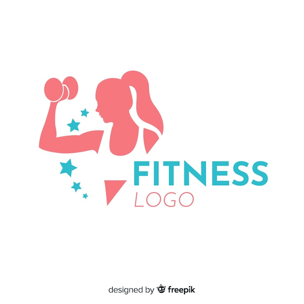 Modèle de logo fitness design plat