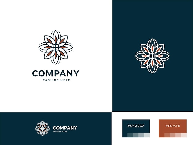 Modèle de logo de fleur de luxe