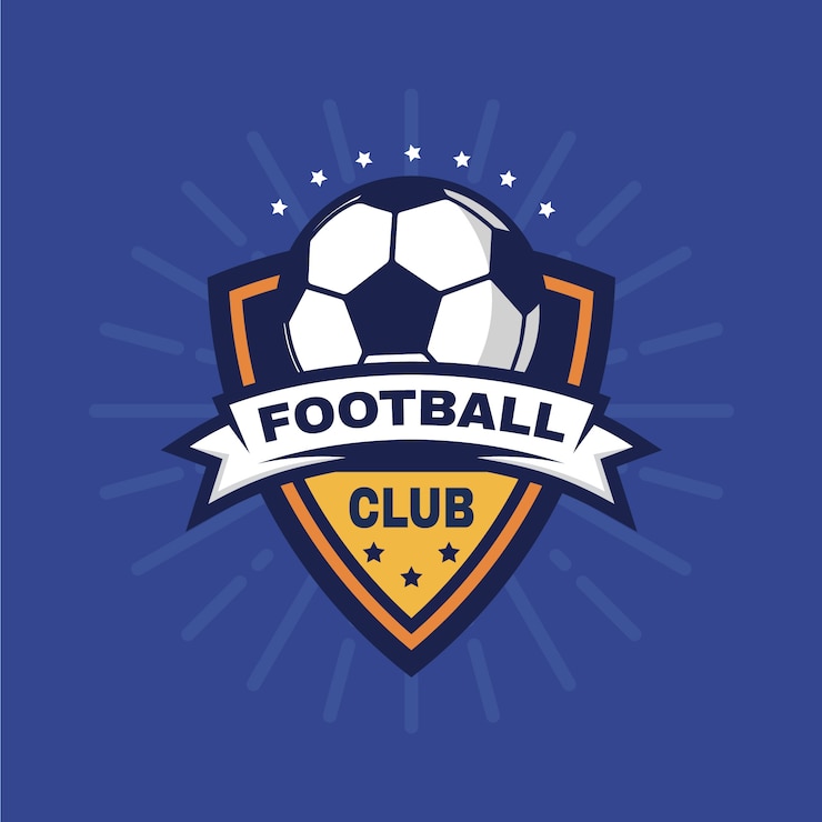 Vecteur gratuit modèle de logo de football design plat dessiné à la main