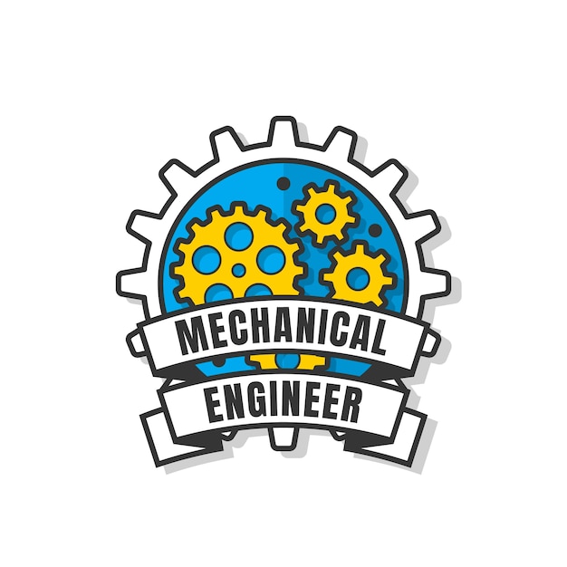 Vecteur gratuit modèle de logo de génie mécanique dessiné à la main