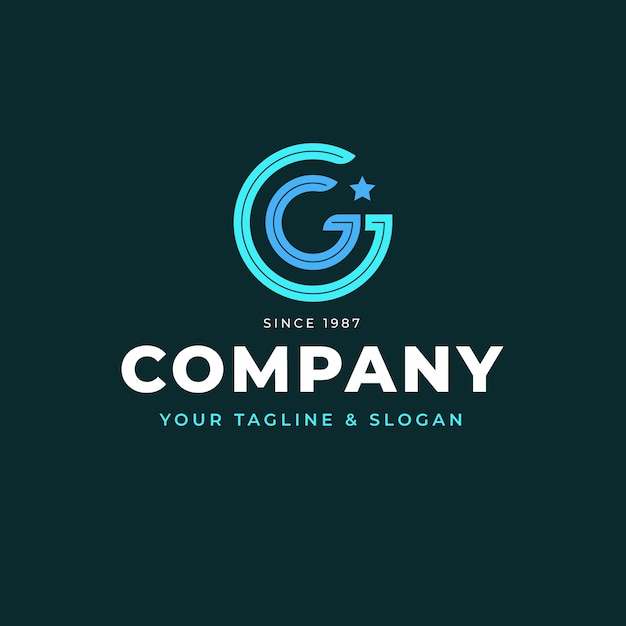 Vecteur gratuit modèle de logo gg design plat