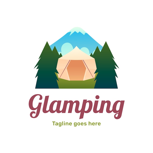 Vecteur gratuit modèle de logo de glamping dégradé