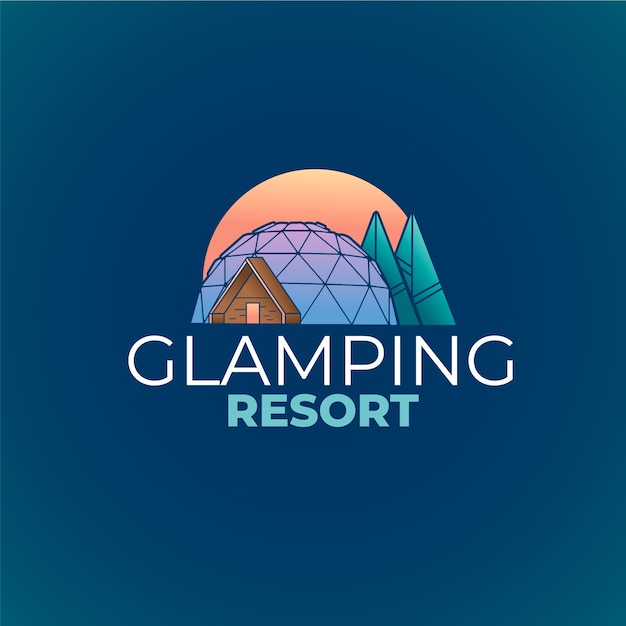 Vecteur gratuit modèle de logo de glamping dégradé