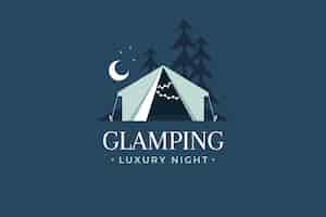 Vecteur gratuit modèle de logo de glamping design plat