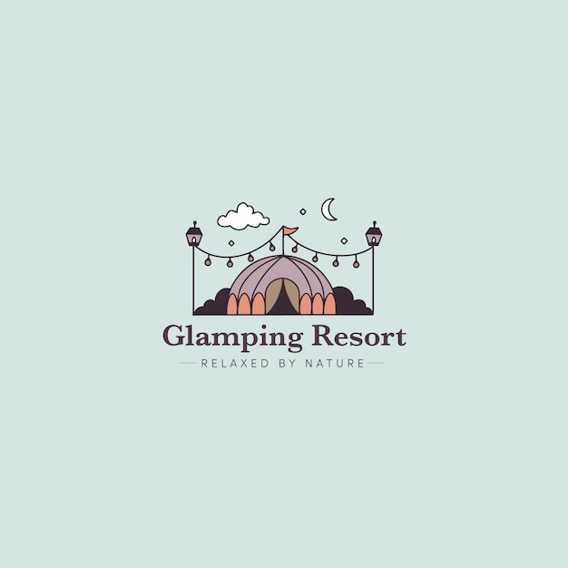 Vecteur gratuit modèle de logo de glamping dessiné à la main