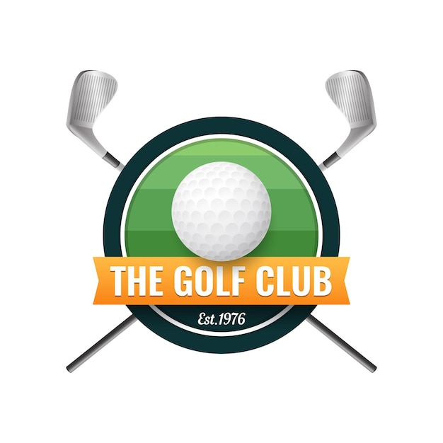 Modèle De Logo De Golf Dégradé Avec Balle Et Clubs