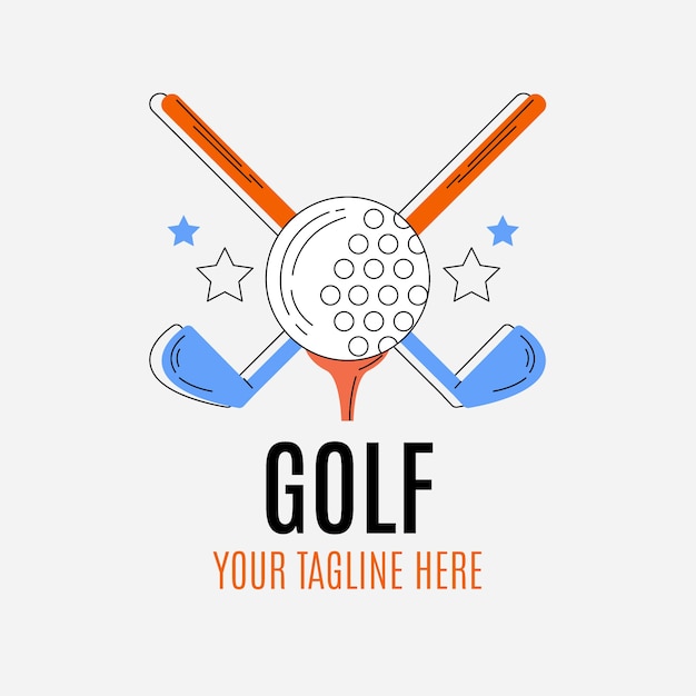 Vecteur gratuit modèle de logo de golf design plat dessiné à la main