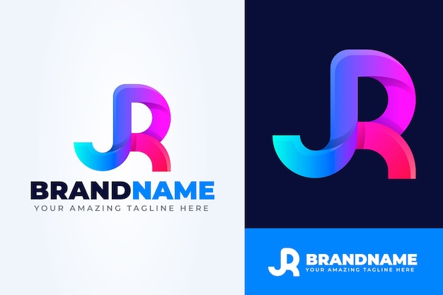 Vecteur gratuit modèle de logo avec gradient de lettre majuscule jr