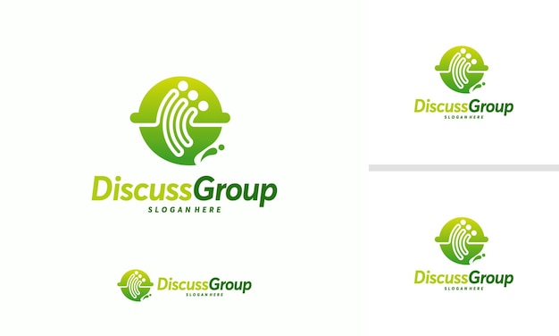 Modèle de logo de groupe de discussion, modèle de logo de forum de consultation, conception de logo de personnes et de consultation illustration vectorielle
