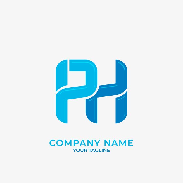 Modèle de logo hp et ph design plat