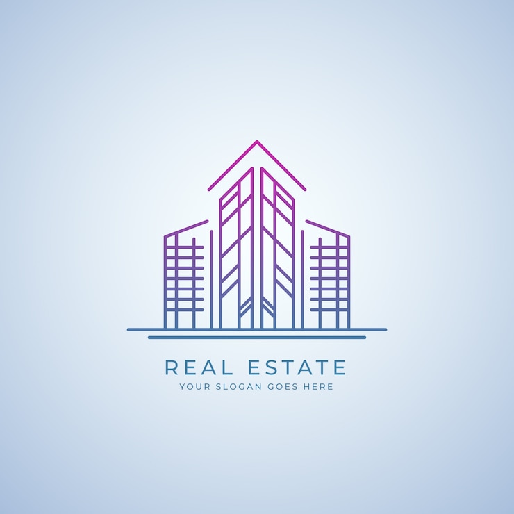 Vecteur gratuit modèle de logo de l'immobilier en gradient