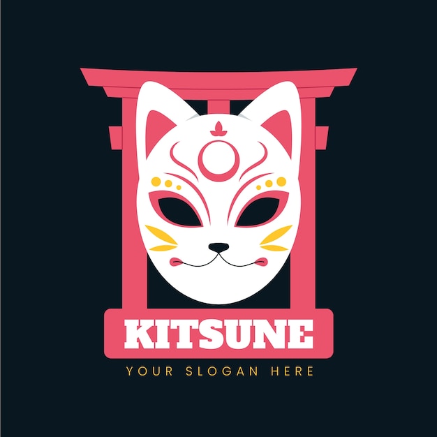 Vecteur gratuit modèle de logo kitsune design plat