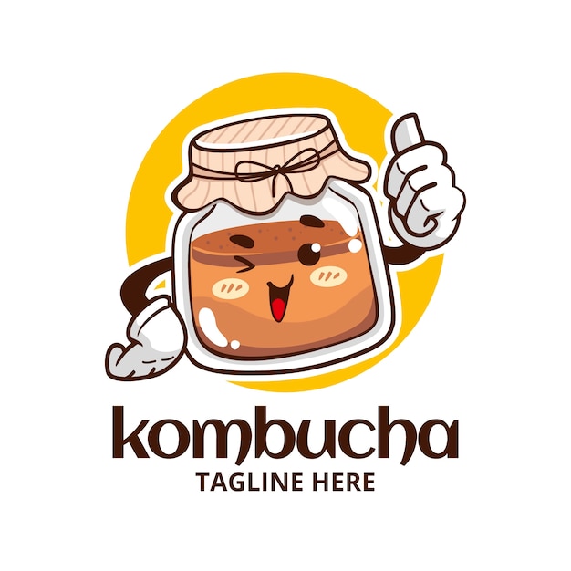 Vecteur gratuit modèle de logo kombucha dessiné à la main