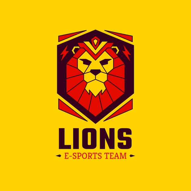 Modèle de logo de lion esport dessiné à la main