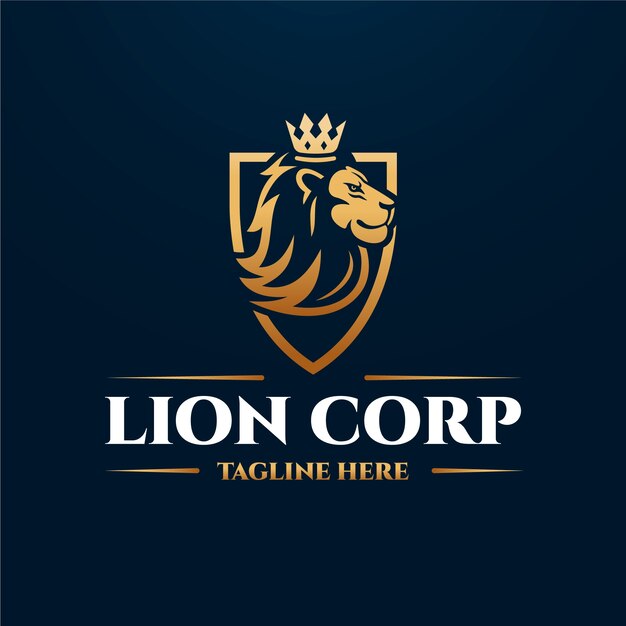 modèle de logo de lion en gradient avec couronne