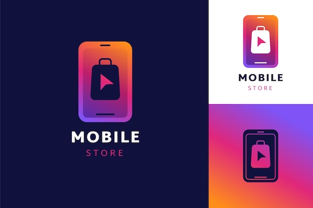 Vecteur gratuit modèle de logo de magasin mobile dégradé