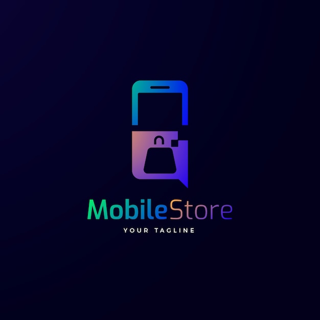 Vecteur gratuit modèle de logo de magasin mobile dégradé