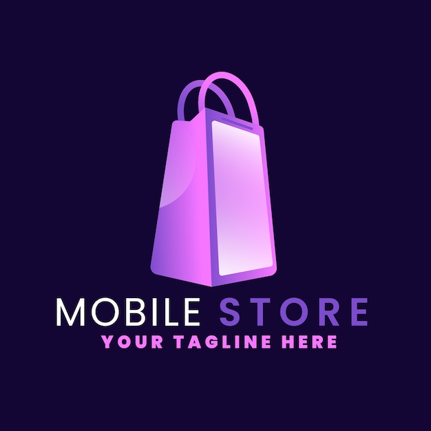 Modèle De Logo De Magasin Mobile Dégradé