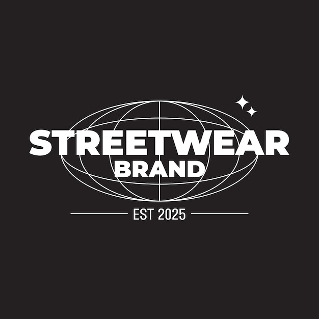 Vecteur gratuit modèle de logo de la marque de streetwear monocolore y2k