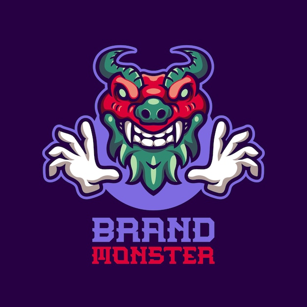 Vecteur gratuit modèle de logo de mascotte de monstre de dragon