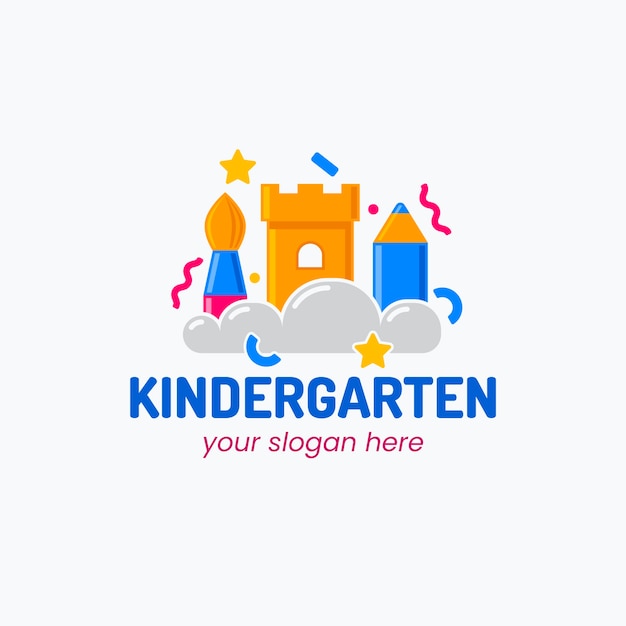 Vecteur gratuit modèle de logo de maternelle dessiné à la main