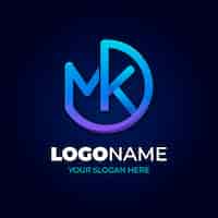 Vecteur gratuit modèle de logo mk professionnel créatif